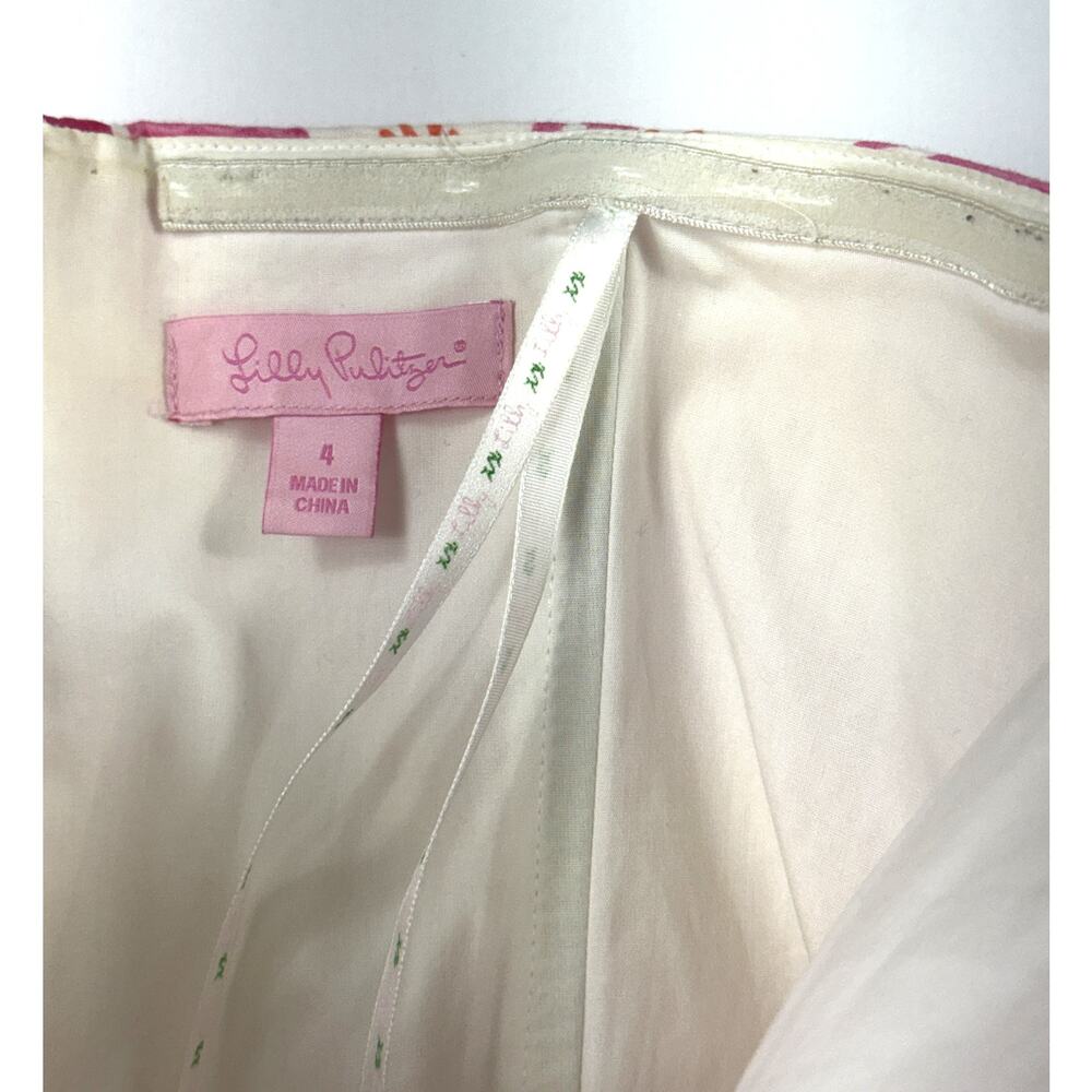 Lilly Pulitzer hotty pink cherry bloom begonias strapless pleated dress Sz 4 - Picture 9 of 16